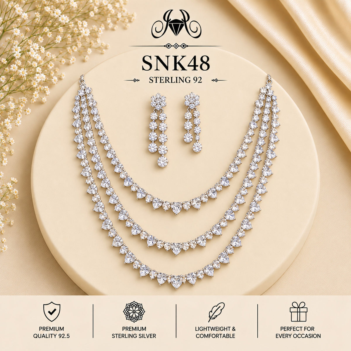 SNK48 92.5 sterling silver necklace set - portrait view