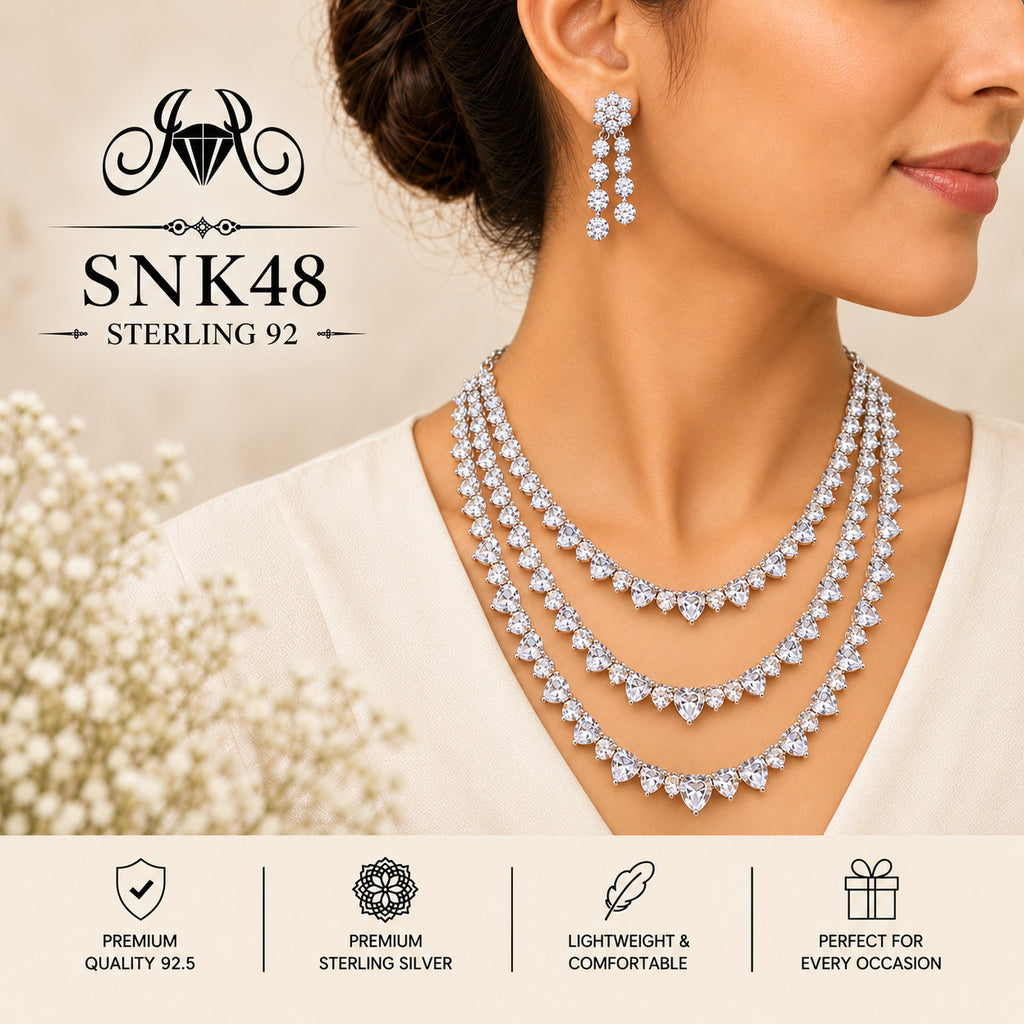 SNK48 92.5 sterling silver necklace set - wearing view