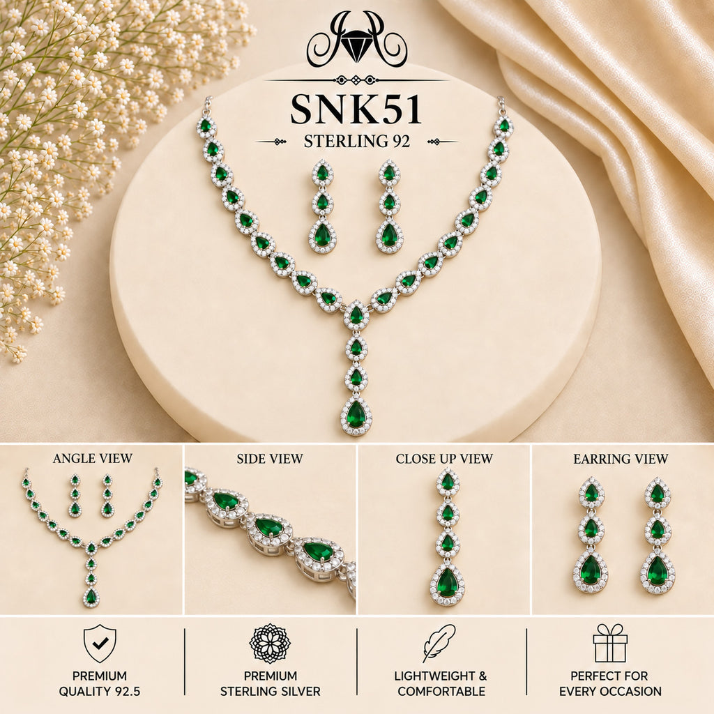 SNK51 92.5 sterling silver necklace set - collage view