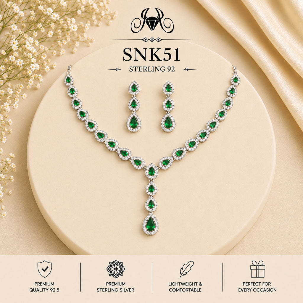 SNK51 92.5 sterling silver necklace set - portrait view