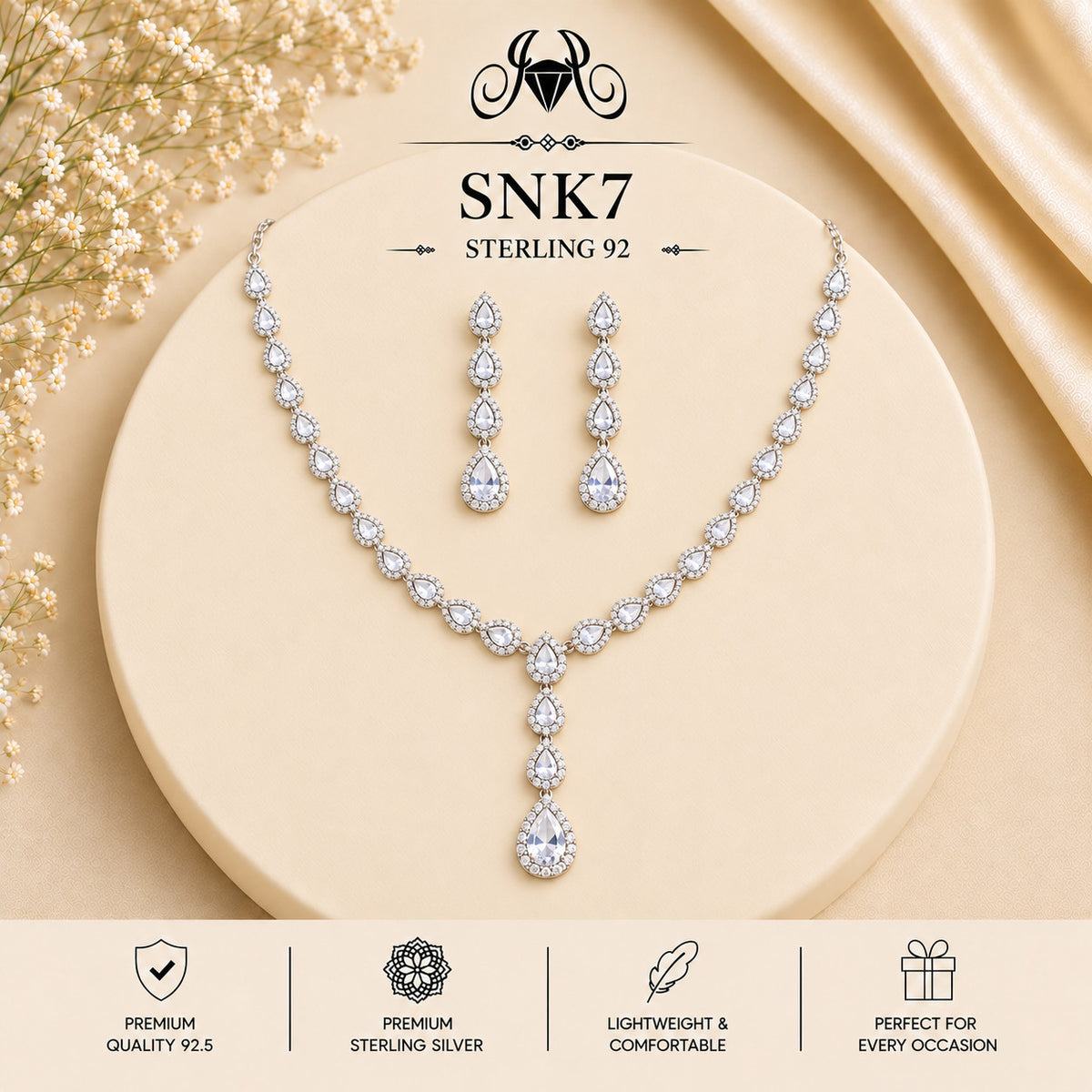 SNK7 92.5 sterling silver necklace set - portrait view