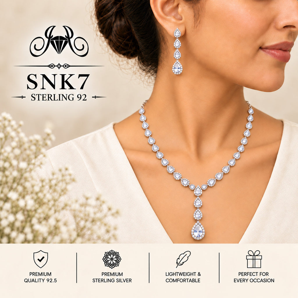 SNK7 92.5 sterling silver necklace set - wearing view