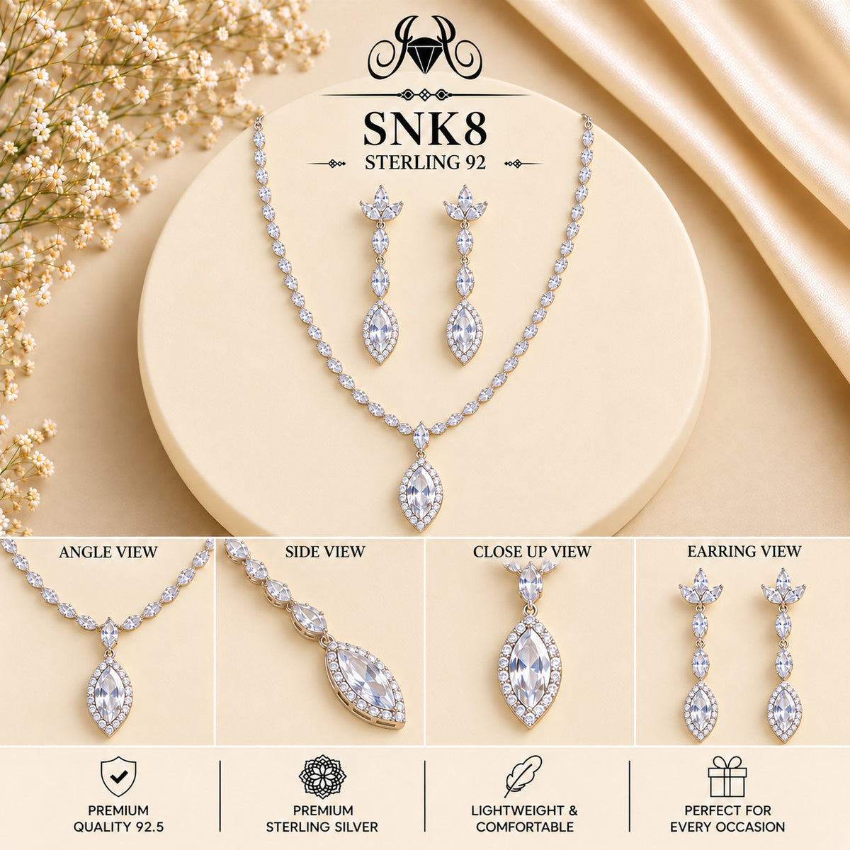 SNK8 92.5 sterling silver necklace set - collage view