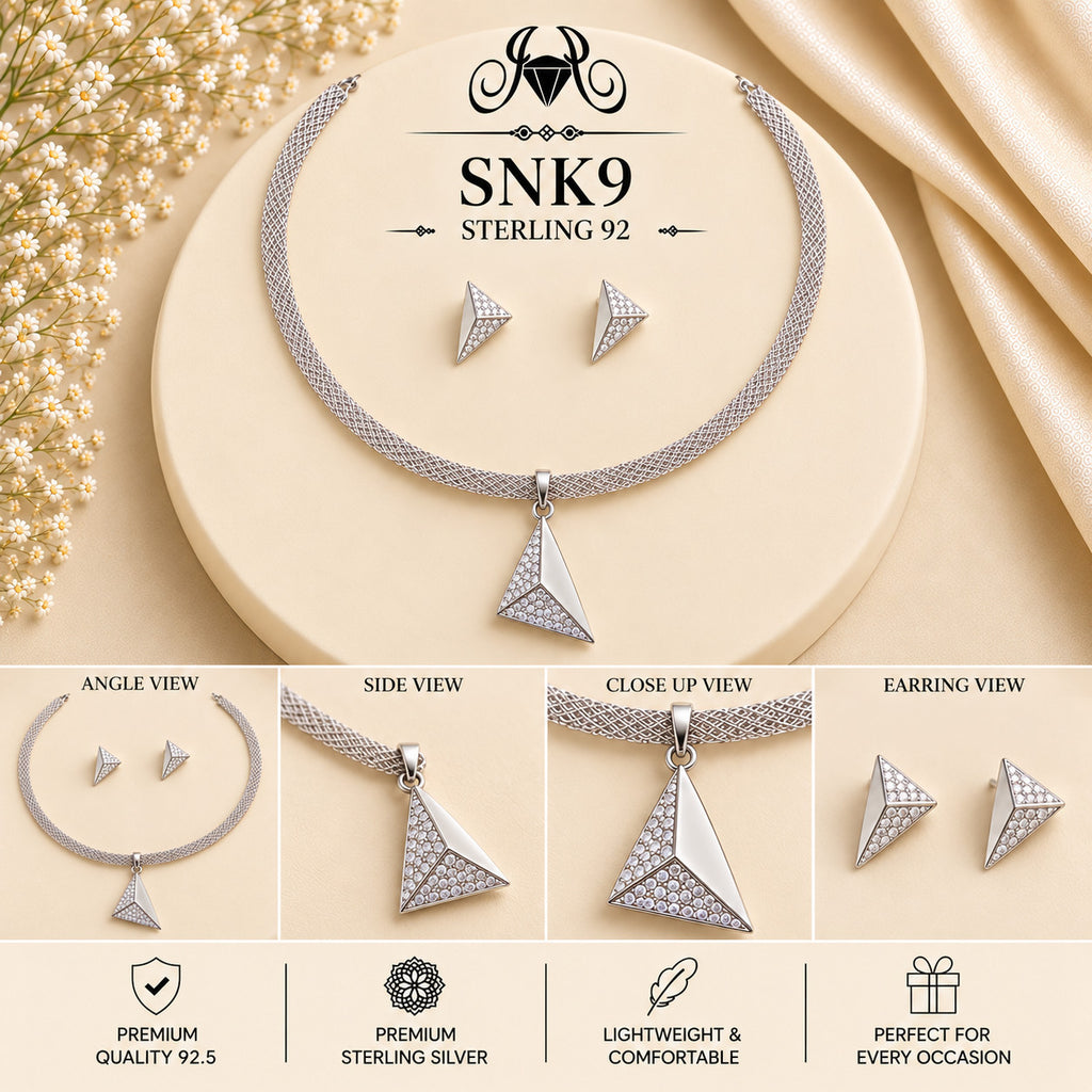 SNK9 92.5 sterling silver necklace set - collage view