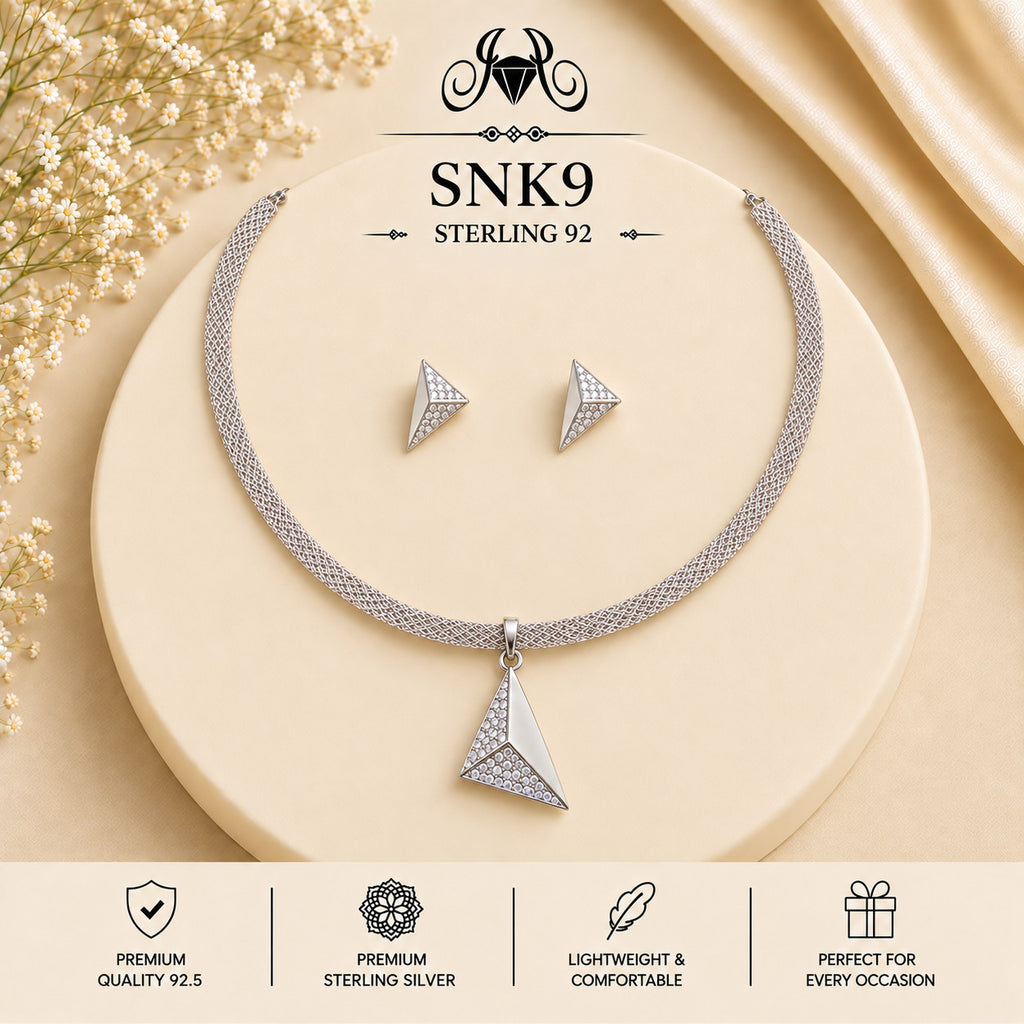 SNK9 92.5 sterling silver necklace set - portrait view
