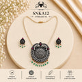 SNKA12 oxidized 92.5 sterling silver necklace set - portrait view