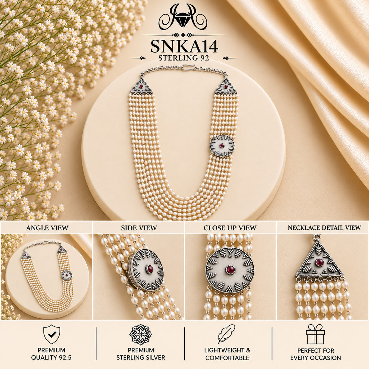 SNKA14 oxidized 92.5 sterling silver necklace - collage view