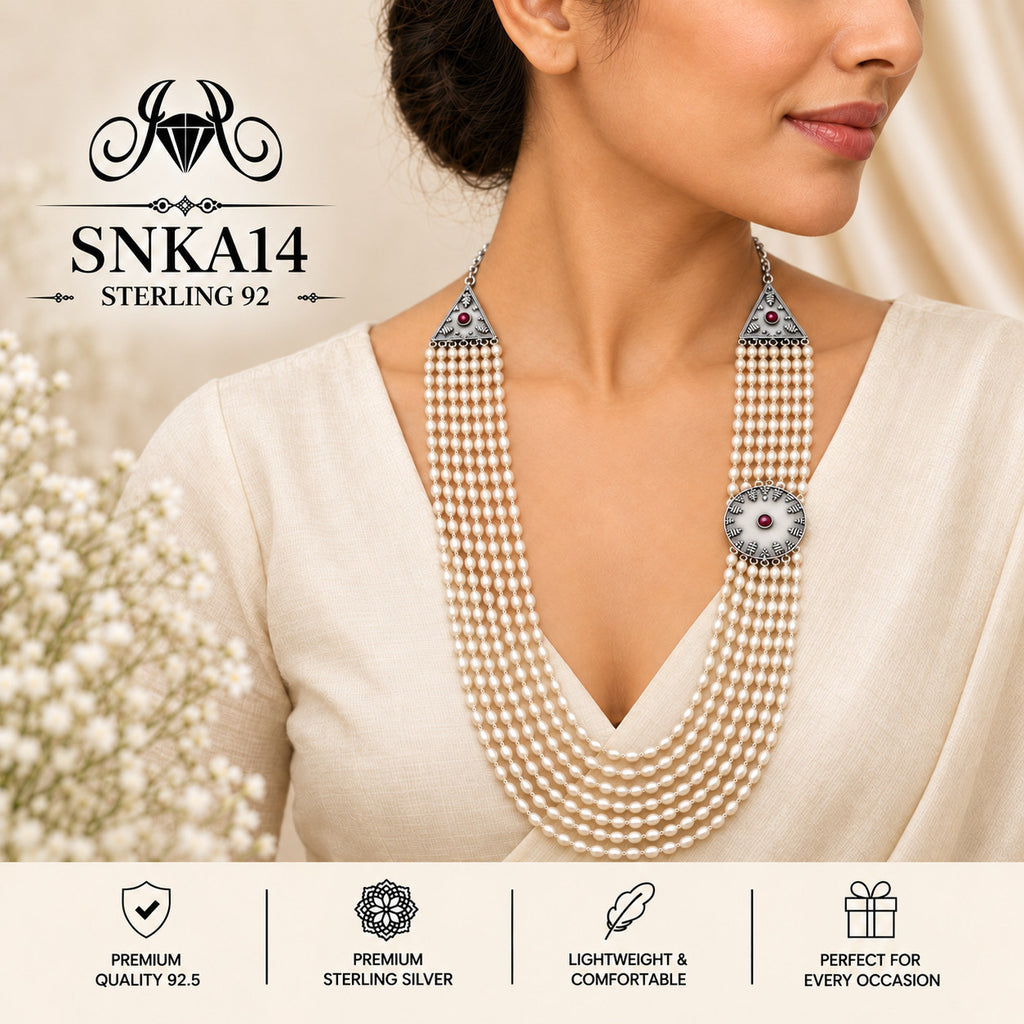 SNKA14 oxidized 92.5 sterling silver necklace - wearing view