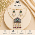 SNKA16 oxidized 92.5 sterling silver necklace set - portrait view