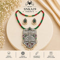 SNKA19 oxidized 92.5 sterling silver necklace set - portrait view