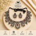 SNKA1 oxidized 92.5 sterling silver necklace set - portrait view