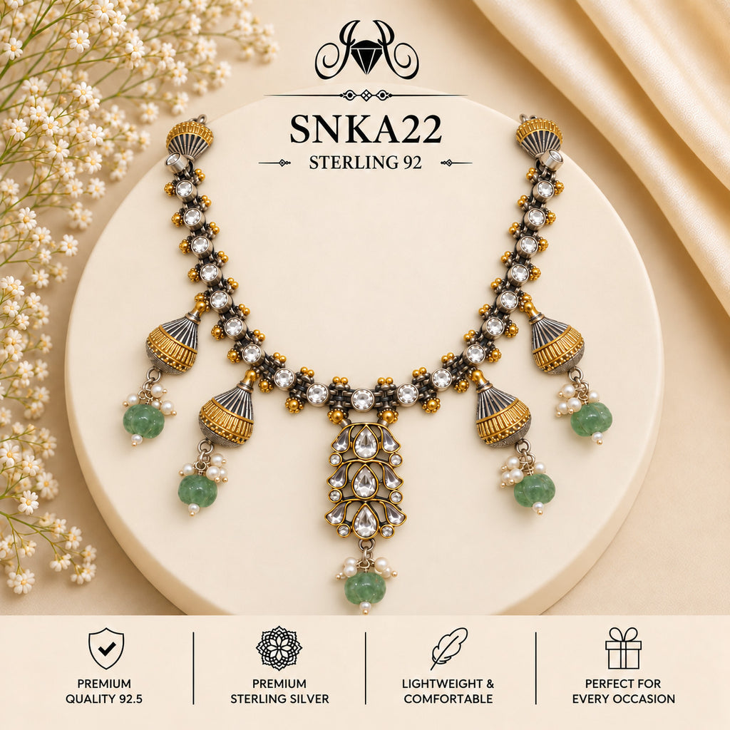 SNKA22 oxidized 92.5 sterling silver necklace - portrait view