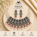 SNKA26 oxidized 92.5 sterling silver necklace set - portrait view