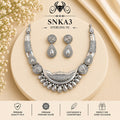 SNKA3 oxidized 92.5 sterling silver necklace set - portrait view