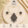 SNKA9 oxidized 92.5 sterling silver necklace set - portrait view