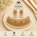 SNKP12 gold polish 92.5 sterling silver necklace set - portrait view