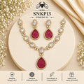 SNKP13 gold polish 92.5 sterling silver necklace set - portrait view