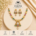 SNKP18 gold polish 92.5 sterling silver necklace set - portrait view