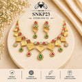 SNKP23 gold polish 92.5 sterling silver necklace set - portrait view