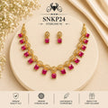SNKP24 gold polish 92.5 sterling silver necklace set - portrait view