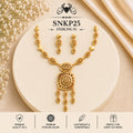 SNKP25 gold polish 92.5 sterling silver necklace set - portrait view