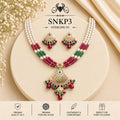 SNKP3 gold polish 92.5 sterling silver necklace set - portrait view