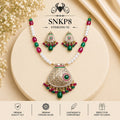 SNKP8 gold polish 92.5 sterling silver necklace set - portrait view