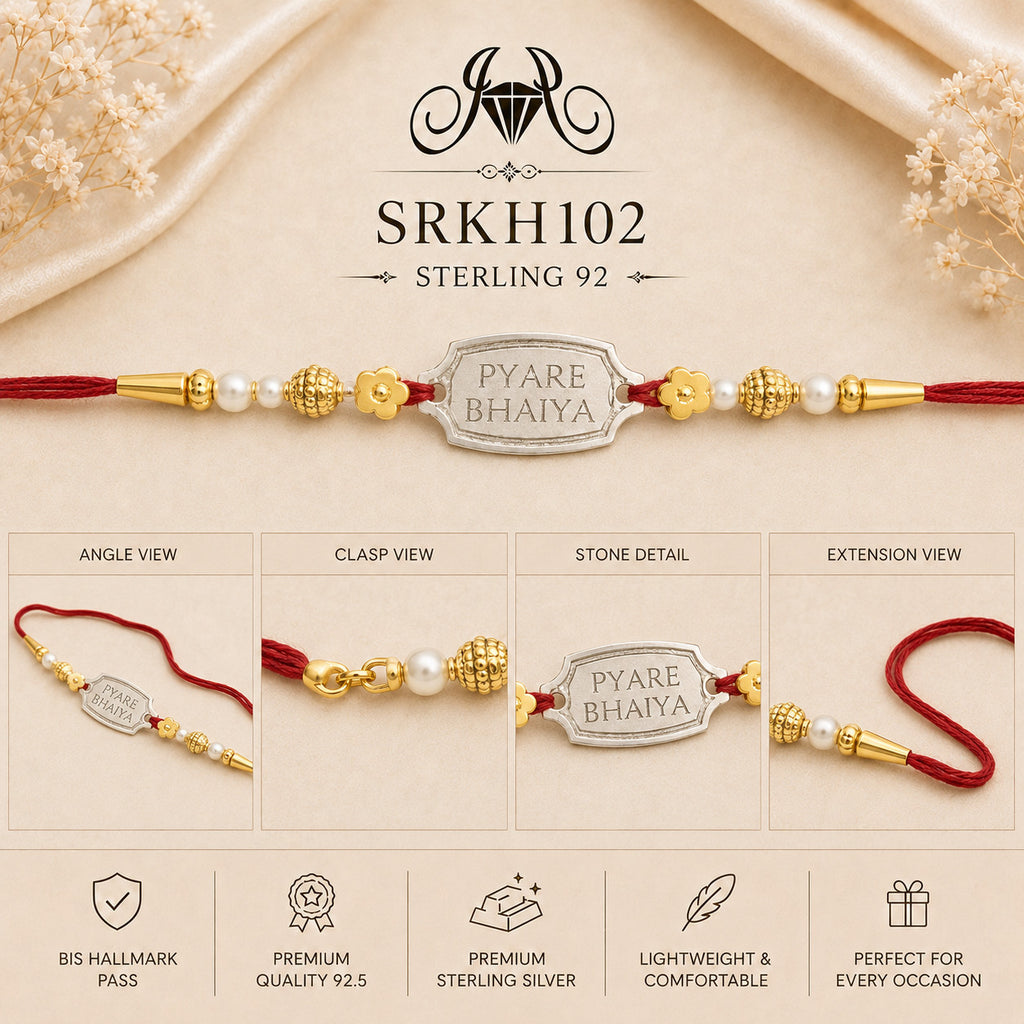 SRKH102 premium sterling silver Rakhi detail views