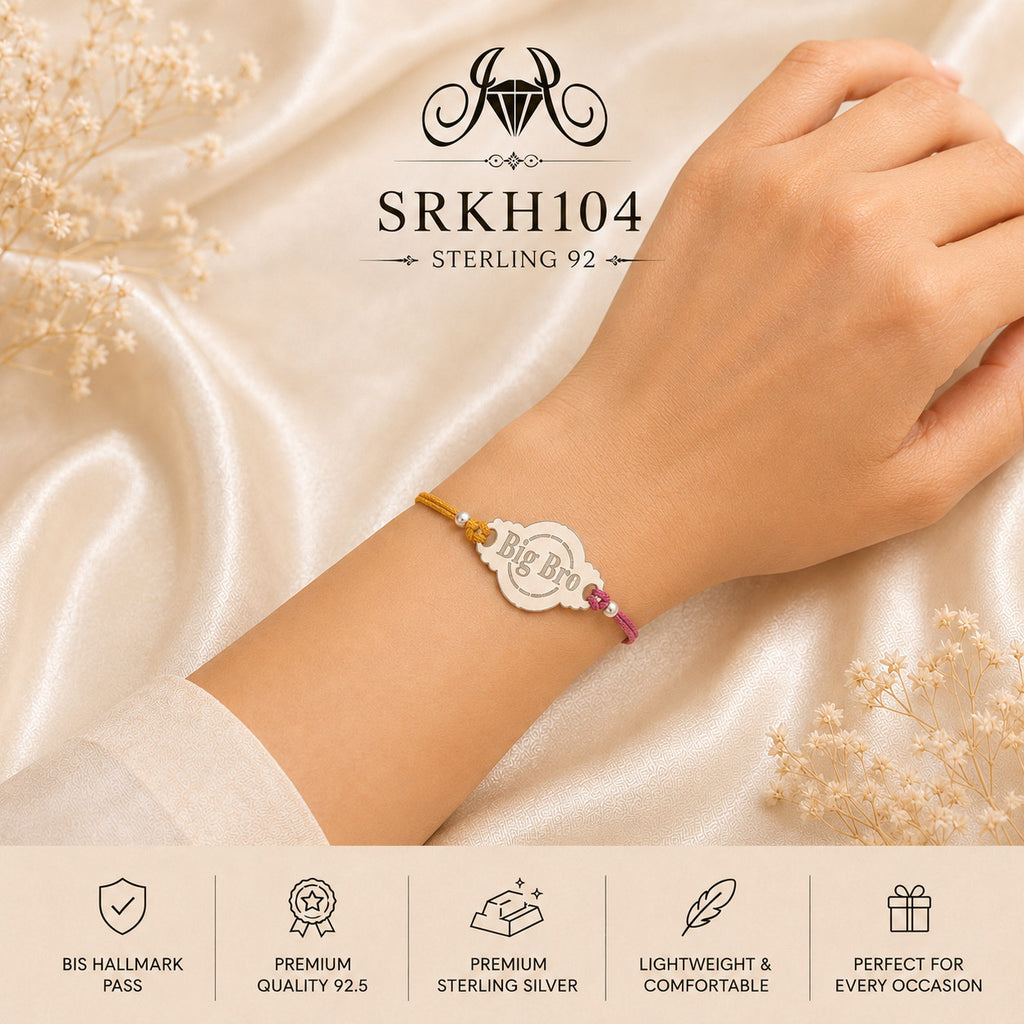 SRKH104 premium sterling silver Rakhi worn on wrist