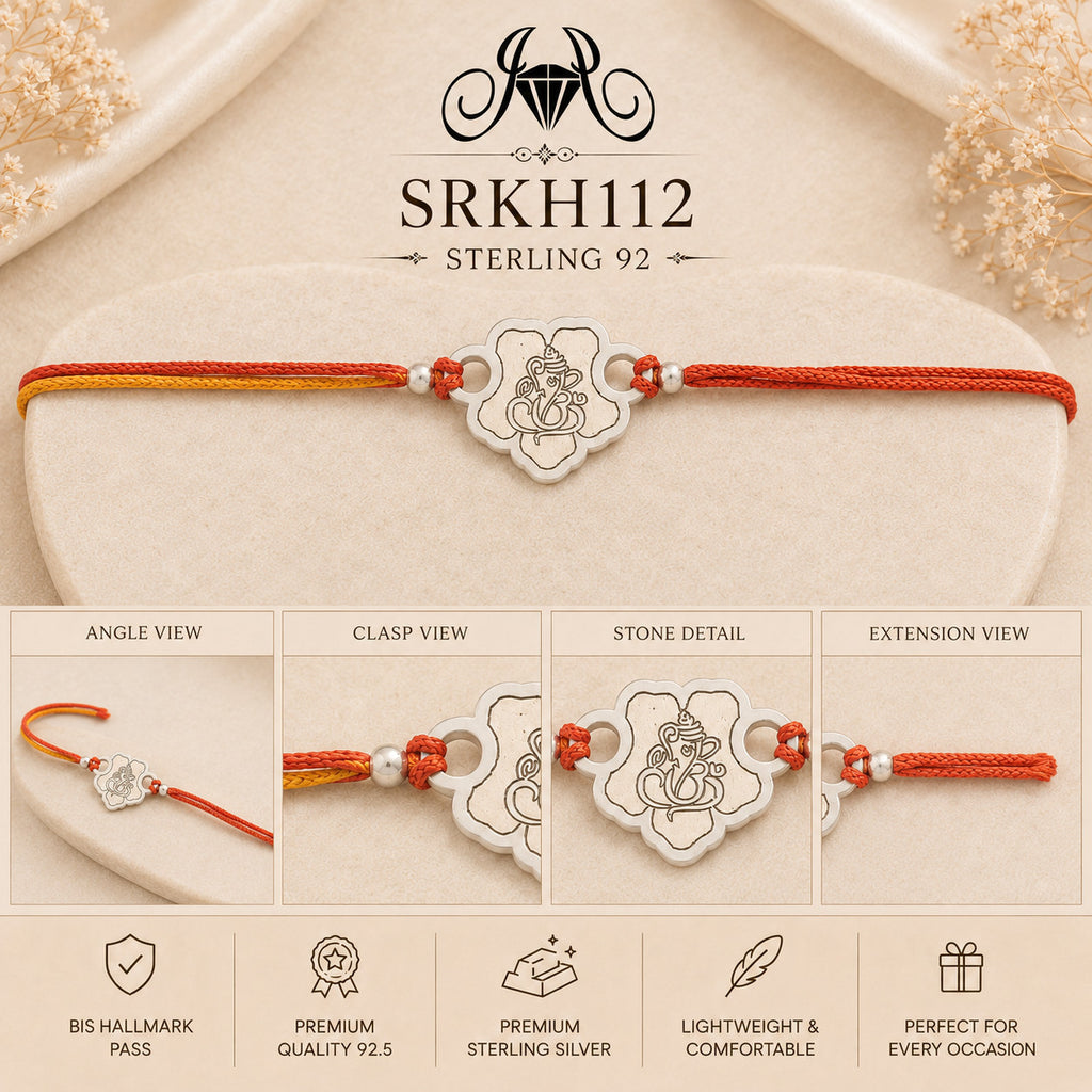 SRKH112 premium sterling silver Rakhi detail views