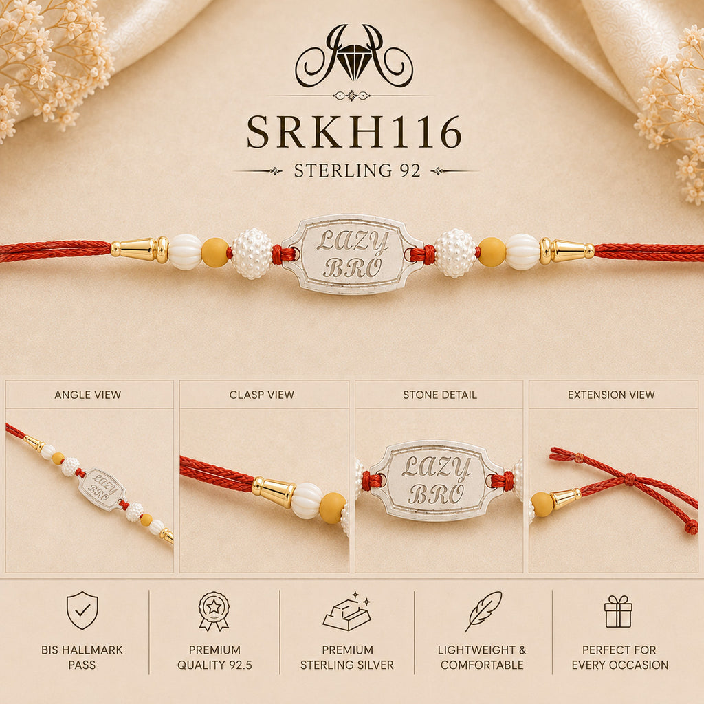 SRKH116 premium sterling silver Rakhi detail views