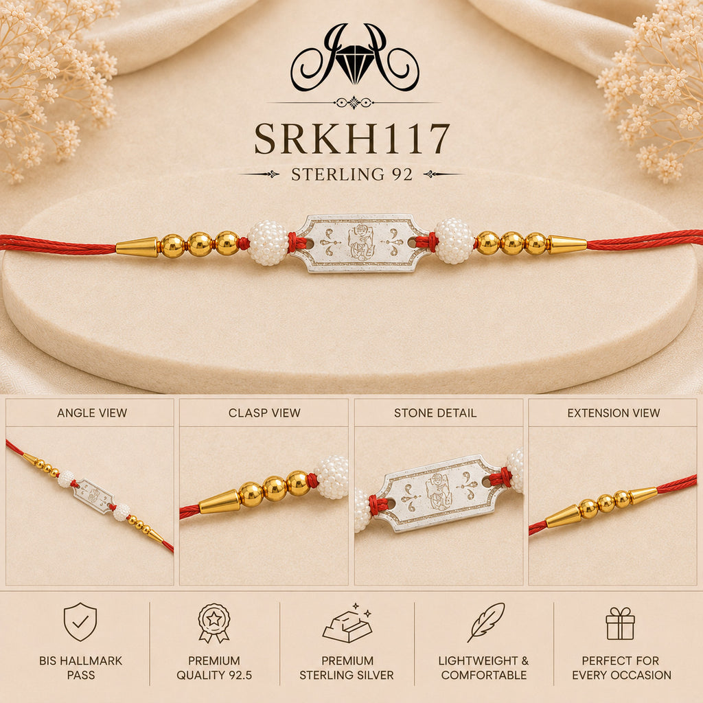 SRKH117 premium sterling silver Rakhi detail views