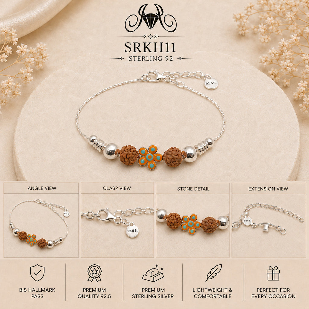 SRKH11 premium sterling silver Rakhi detail views