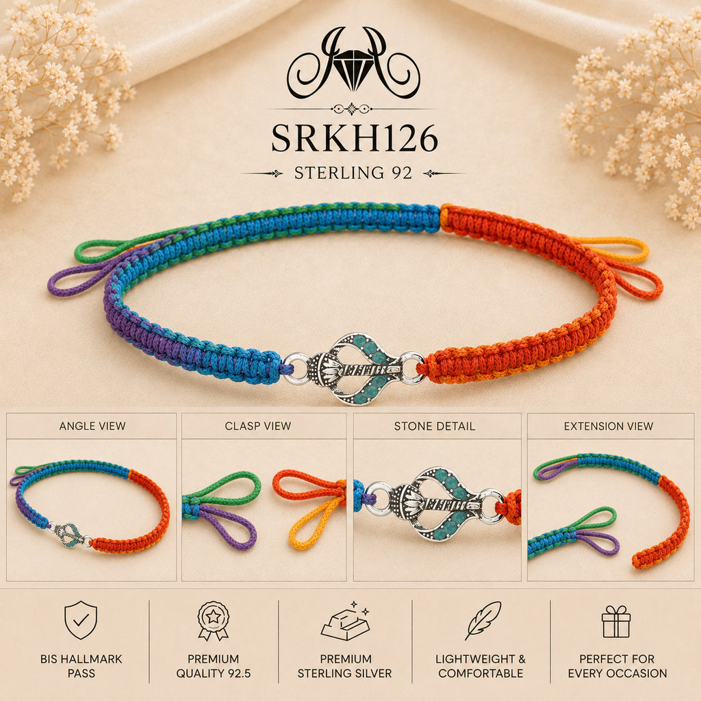 SRKH126 premium sterling silver Rakhi detail views