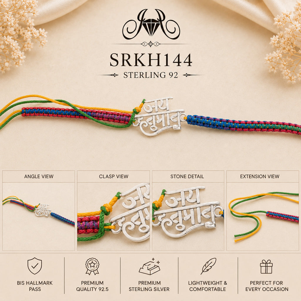 SRKH144 premium sterling silver Rakhi detail views