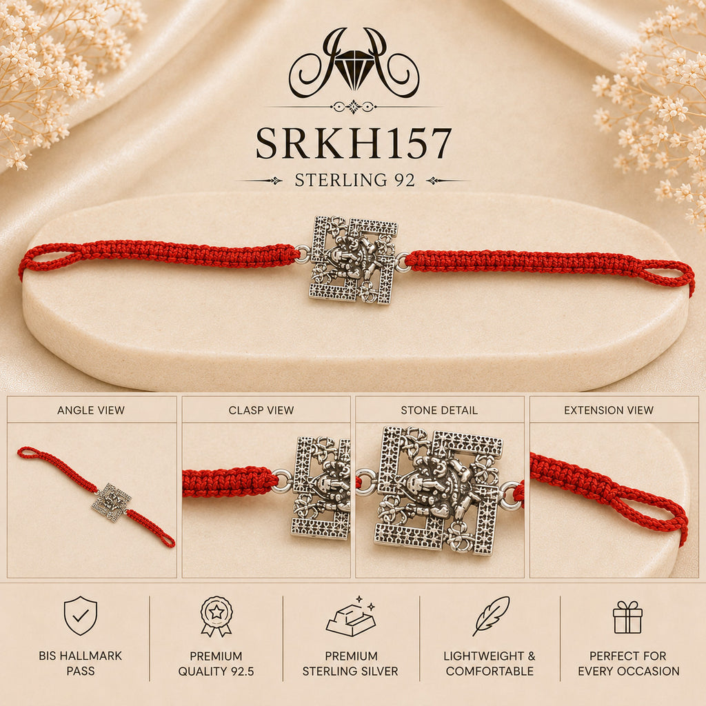 SRKH157 premium sterling silver Rakhi detail views