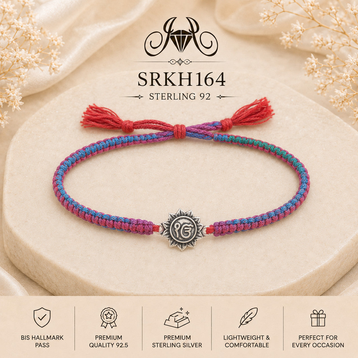 SRKH164 premium sterling silver Rakhi product view
