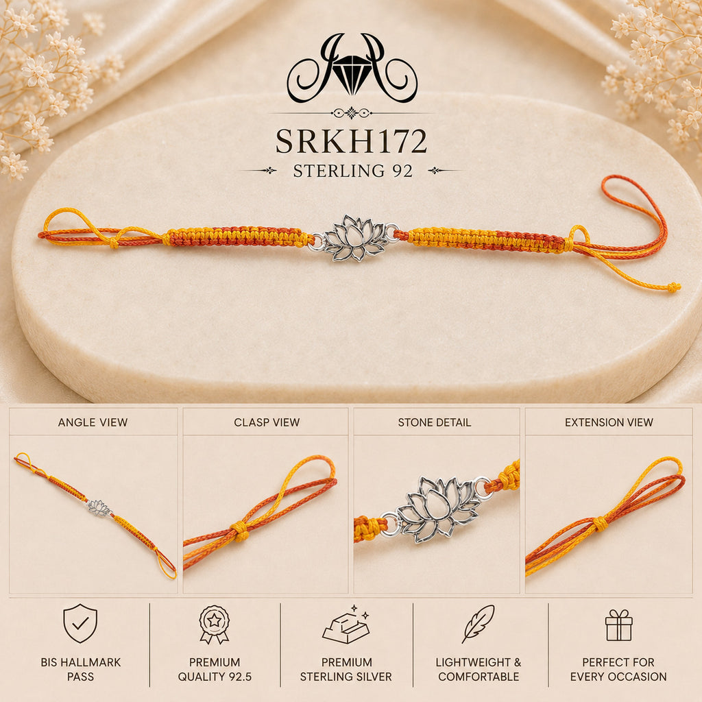 SRKH172 premium sterling silver Rakhi detail views