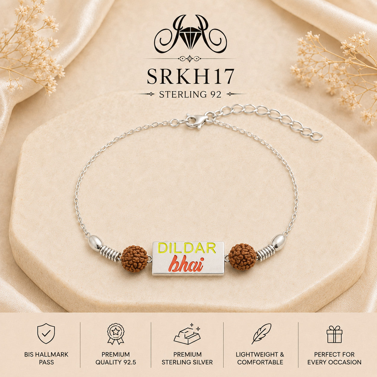 SRKH17 premium sterling silver Rakhi product view