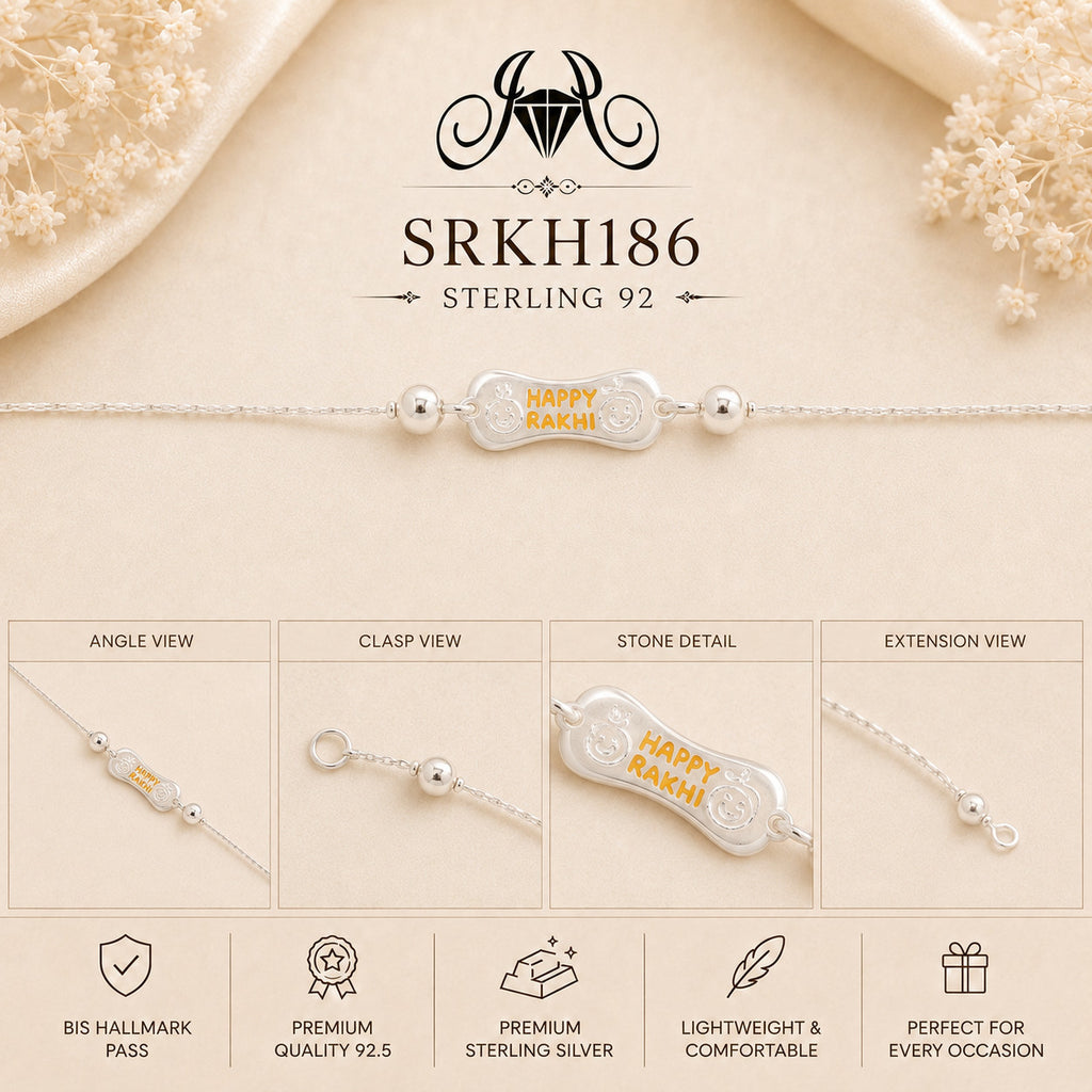 SRKH186 premium sterling silver Rakhi detail views
