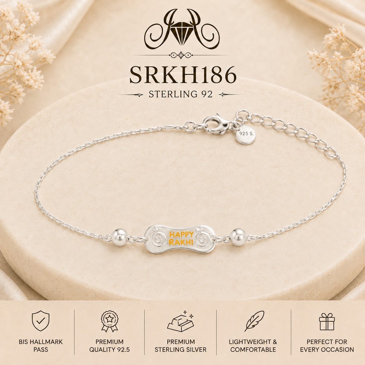 SRKH186 premium sterling silver Rakhi product view