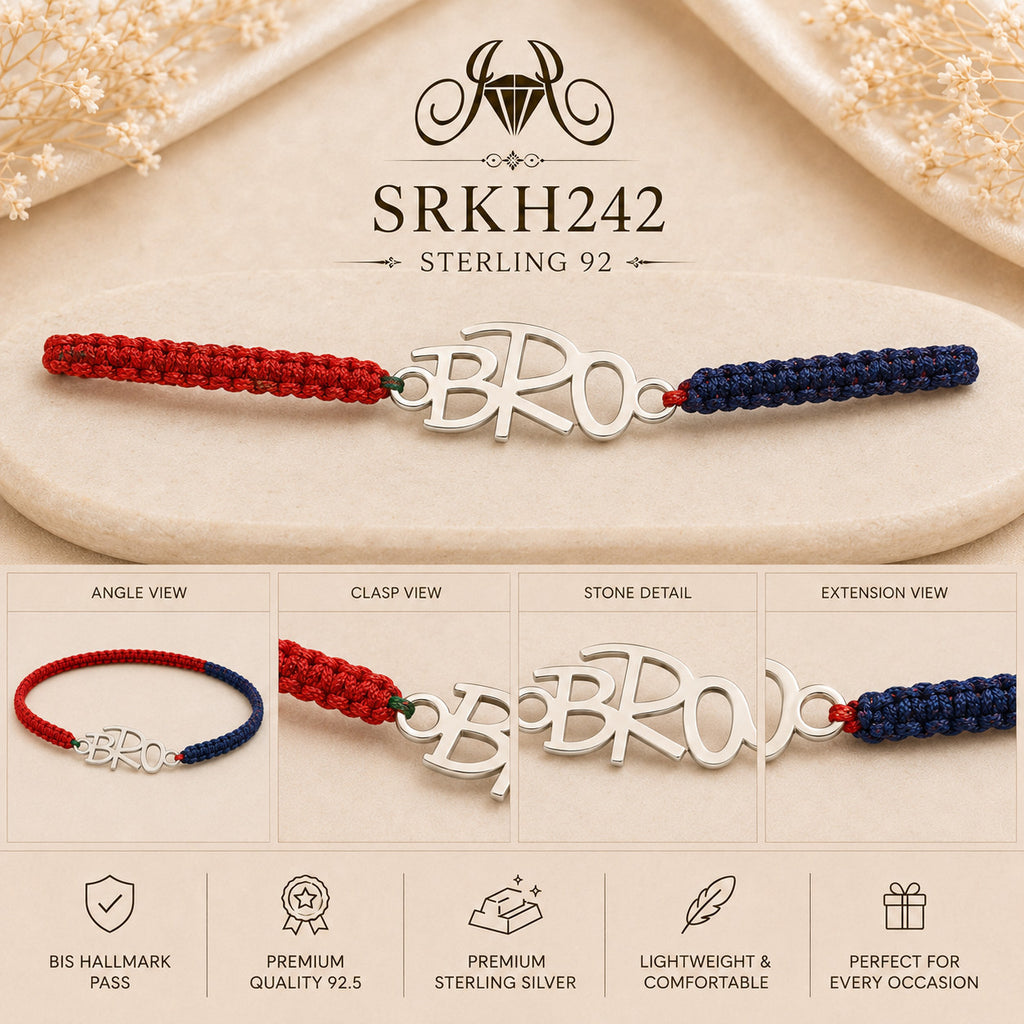 SRKH242 premium sterling silver Rakhi detail views