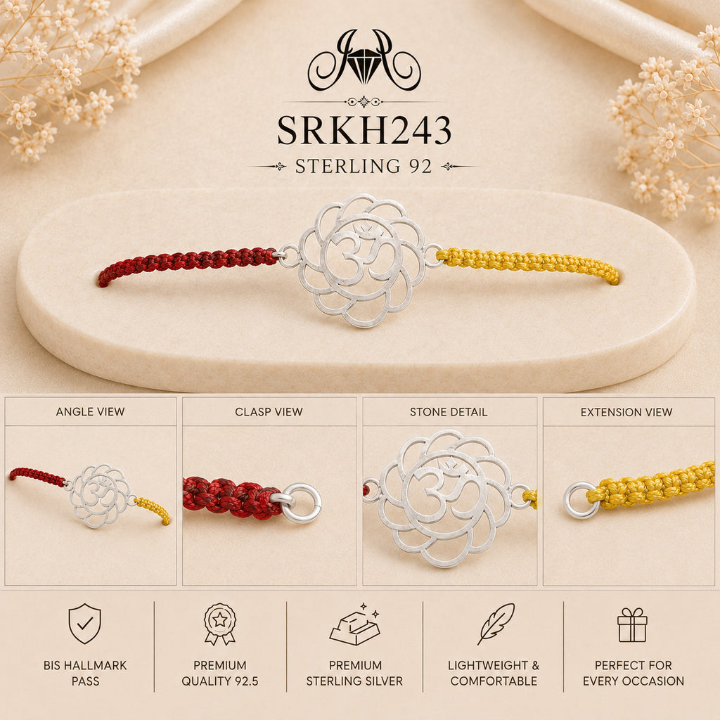 SRKH243 premium sterling silver Rakhi detail views
