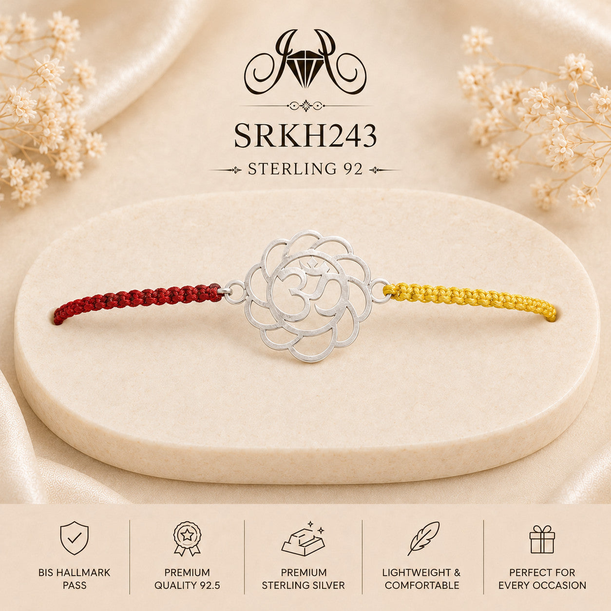 SRKH243 premium sterling silver Rakhi product view