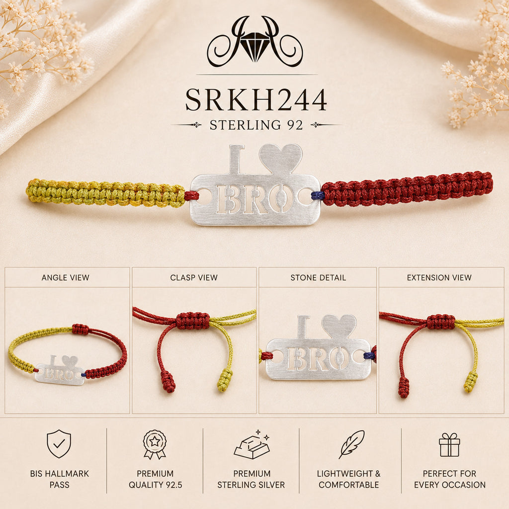 SRKH244 premium sterling silver Rakhi detail views