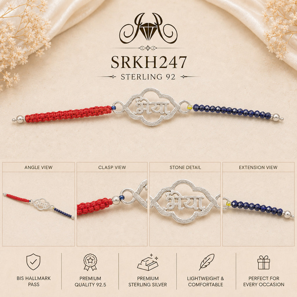 SRKH247 premium sterling silver Rakhi detail views