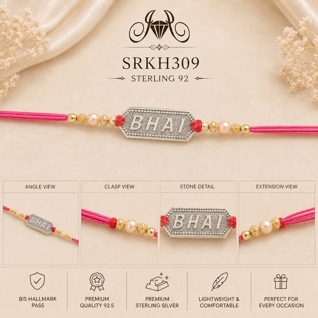 SRKH309 premium sterling silver Rakhi detail views