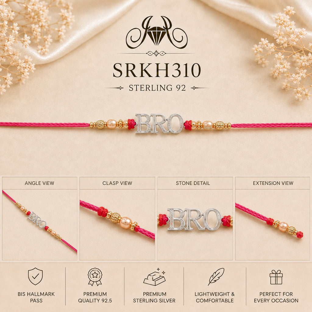 SRKH310 premium sterling silver Rakhi detail views