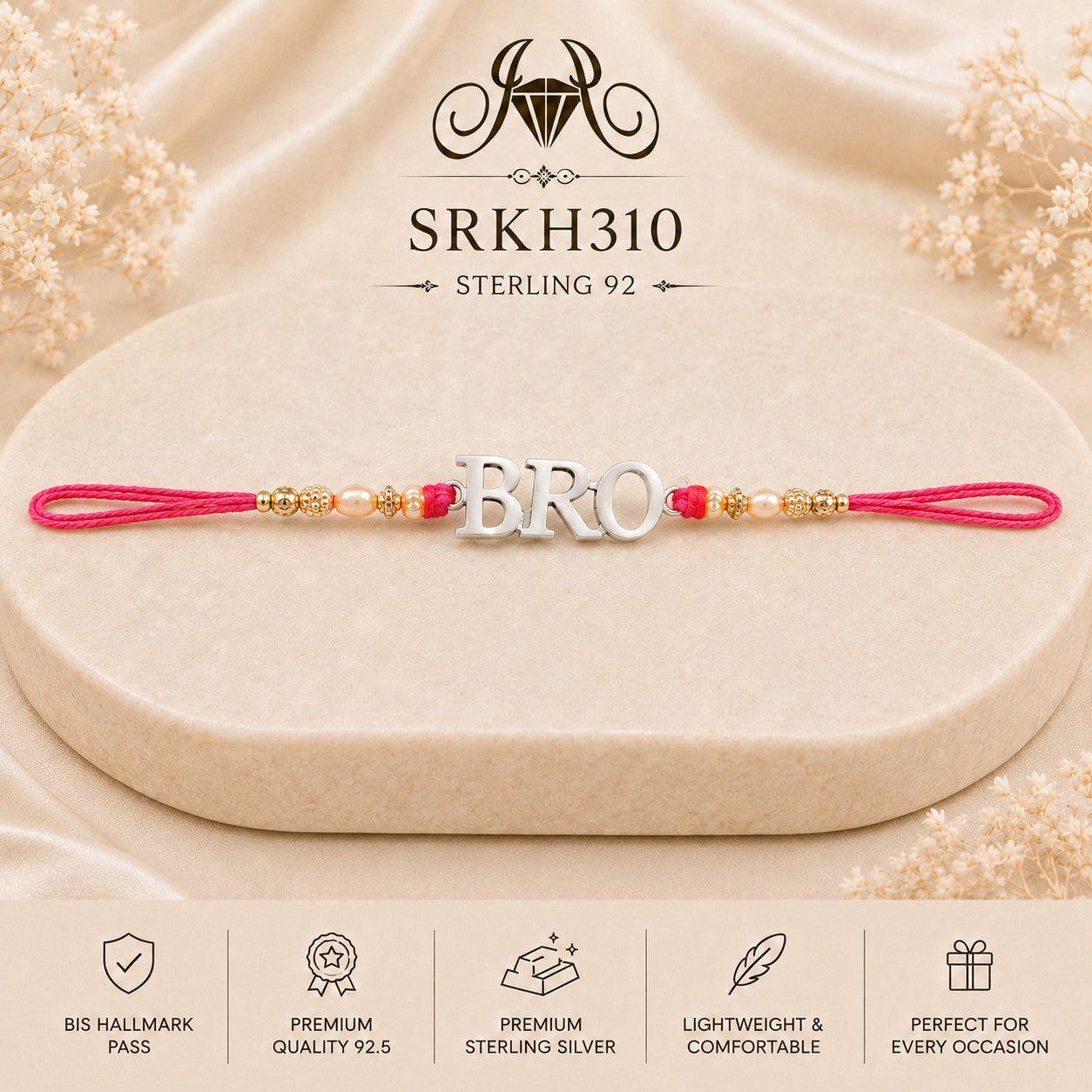 SRKH310 premium sterling silver Rakhi product view