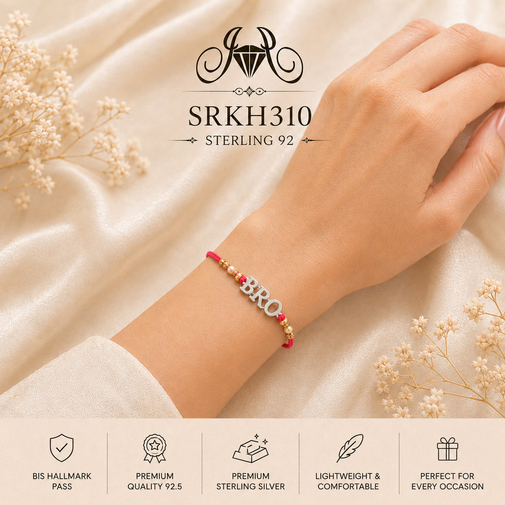 SRKH310 premium sterling silver Rakhi worn on wrist